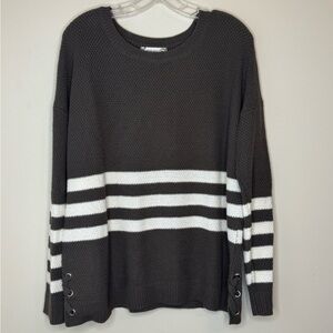 Pink Rose Women’s Gray striped Pullover Sweater Size XL
